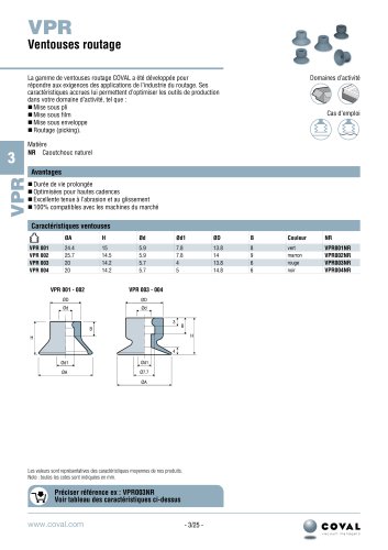 Ventouses routage, série VPR