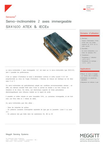 Inclinomètre 2 axes ATEX Série SX41600