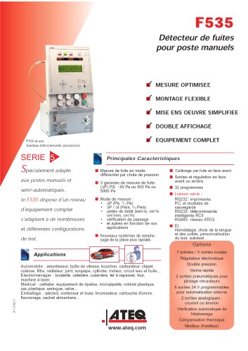 Contrôle étanchéité détection de fuite : F 535