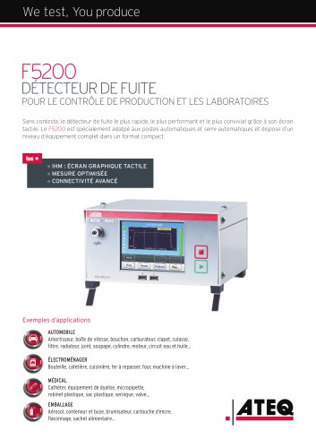 Contrôle étanchéité détection de fuite : F5200 Contrôle étanchéité détection de fuite