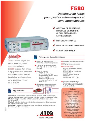 F580 : Contrôle étanchéité - Détecteur de fuites - Contrôle de fuites