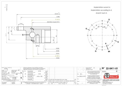 L-shaped profile slewing rings with internal gear