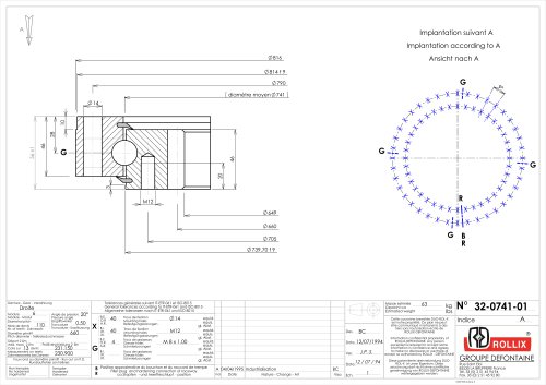 Slewing rings with square sections with internal gear