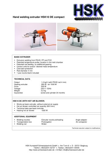 Hand welding extruder HSK10 DE compact