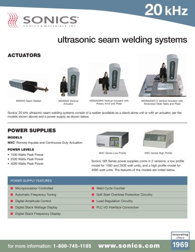 ultrasonics seam welding systems 20 kHz