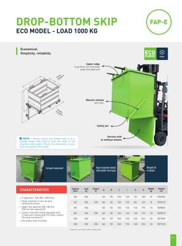 DROP BOTTOM SKIP ECO MODEL – LOAD 1000 KG