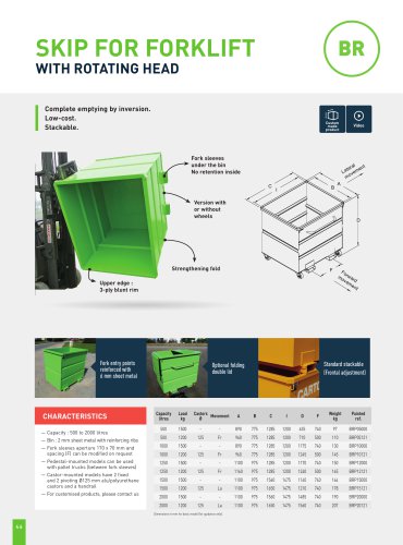 SKIP FOR FORKLIFT WITH ROTATING HEAD