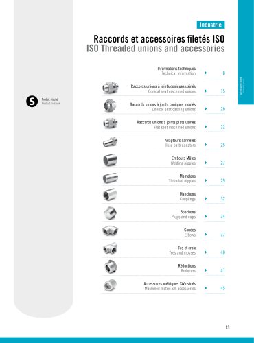 Industrie : Raccprds et Accessoires ISO