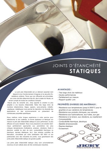 JOINTS PLATS D?ÉTANCHÉITÉ STATIQUE