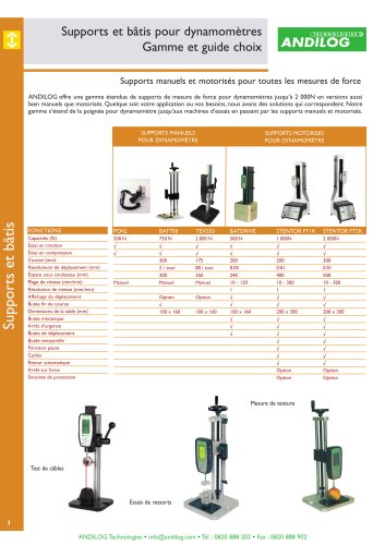 Supports et bâtis pour dynamomètres