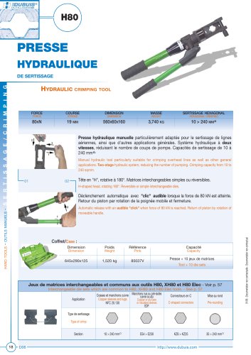 H80 - Presse hydraulique de sertissage