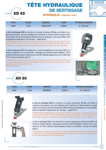 XD62 - Tête hydraulique de sertissage