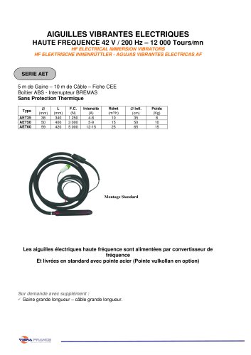 Aiguille vibrante 42V-200Hz série AET