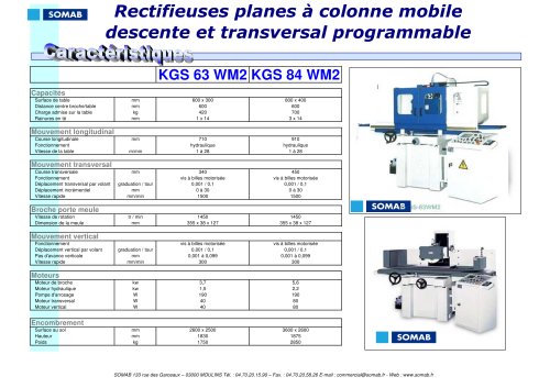 Rectifieuse plane à descente et transversal programmable