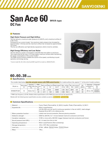 San Ace 9HVA 60x38 High Static Pressure