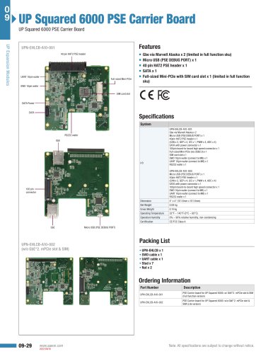 UP Squared 6000 PSE Carrier Board