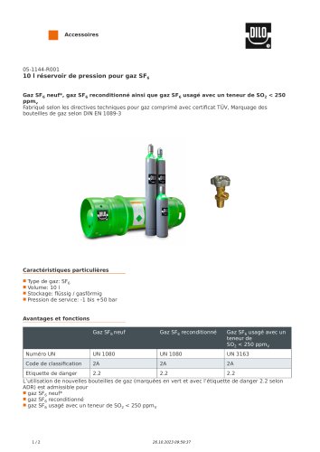 Réservoir de pression pour gaz SF6