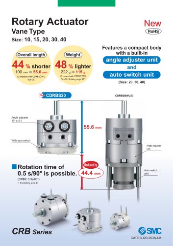 Rotary Actuator Vane Type Size: 10, 15, 20, 30, 40