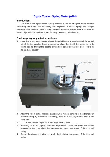 ANH Digital Torsion Spring Tester is used for testing and inspection of torsion spring | Wenzhou Tripod instrument