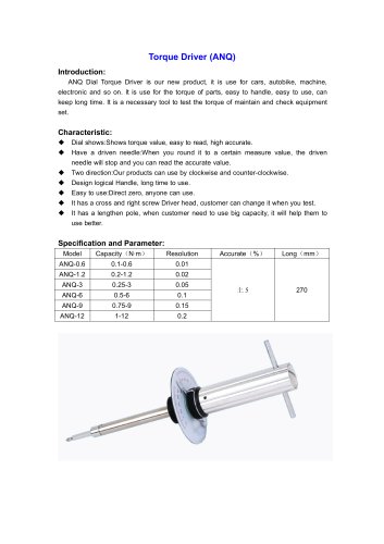 ANQ Torque Driver for test the torque of maintain and check equipment set | Wenzhou Tripod instrument