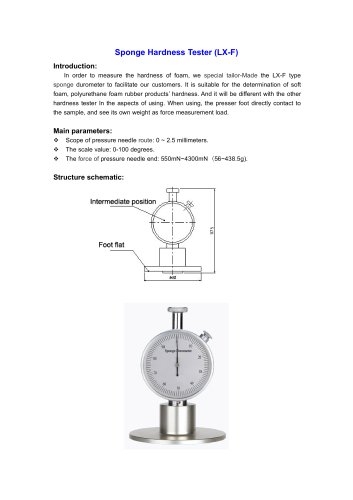 LX-F Sponge Hardness Tester for the determination of soft foam, polyurethane foam rubber products? hardness | Wenzhou Tripod instrument