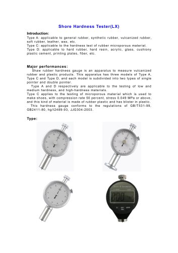 LX Shore Hardness Tester | Wenzhou Tripod instrument