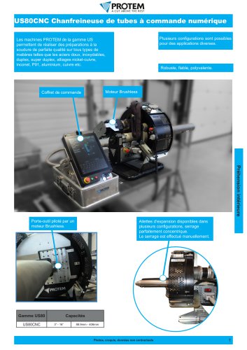 Chanfreineuse de tubes à commande numérique US80CNC