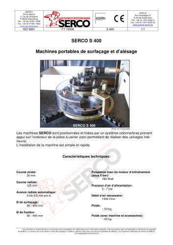 Machines portables de surfacage et d´alésage - Serco S400