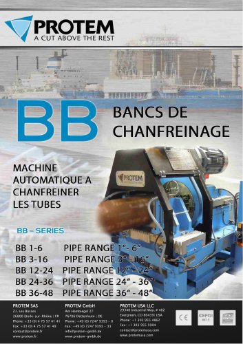 Protem BB Series - Bancs de chanfreinage