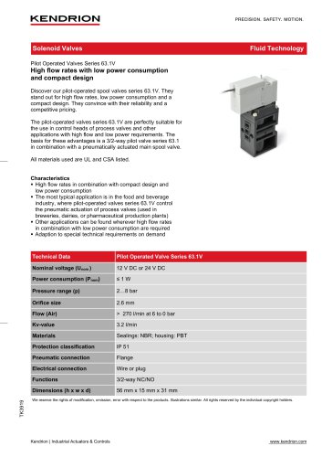 Pilot Operated Valve Series 63.1V