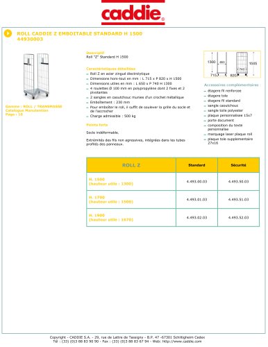 ROLL CADDIE Z EMBOITABLE STANDARD H 1500