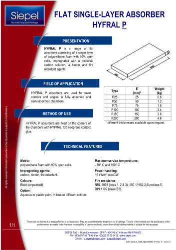 FLAT SINGLE LAYER ABSORBER-HYFRALshow 