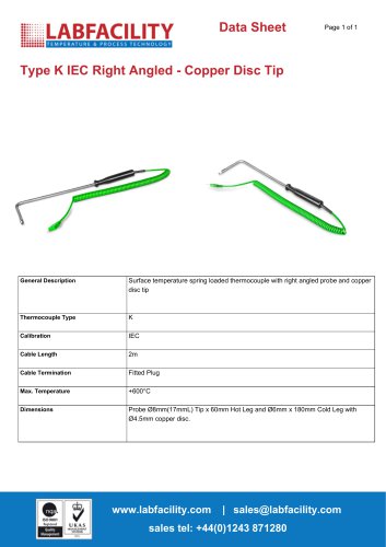 Type K IEC Right Angled - Copper Disc Tip
