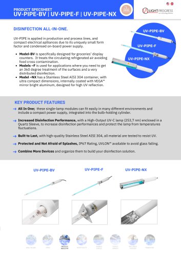 UV-PIPE-BV | UV-PIPE-F | UV-PIPE-NX