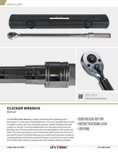HYTORC Clicker Wrench Cut Sheet