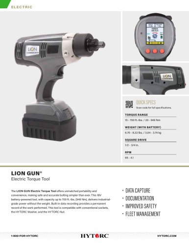 LION GUN Electric Torque Tool Cut Sheet