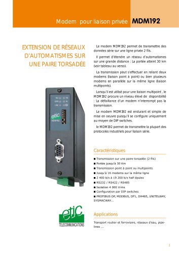 Modem Industriel pour liaisons privées MDM192