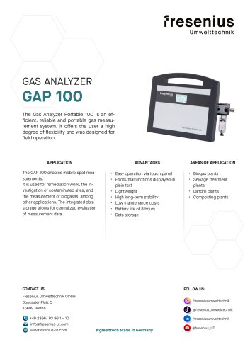 Gas Analyzer Portable GAP100 Data Sheet