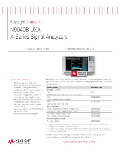 Keysight Trade-In N9040B UXA  X-Series Signal Analyzers