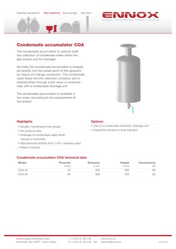 Condensate accumulator COA