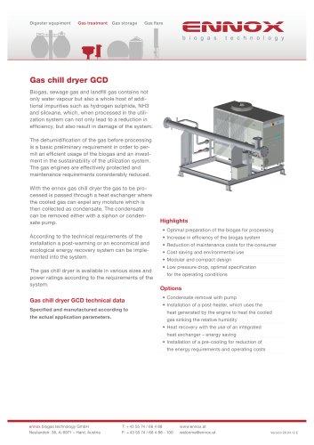 Gas chill dryer GCD