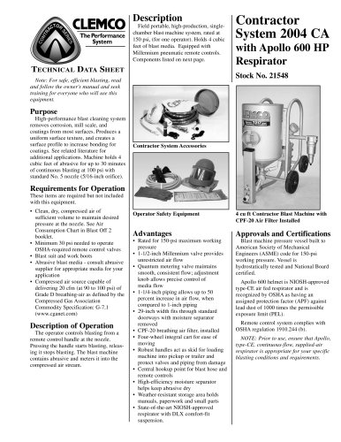 4 Cuft Contractor Machine System with HP Respirator (Rev. D)