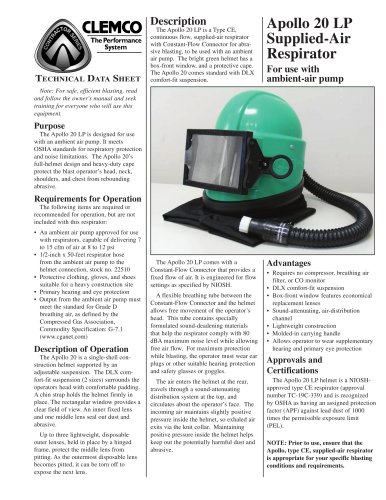 Apollo 20 LP Supplied-Air Respirator (Rev. E)