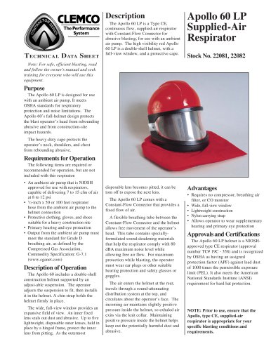 Apollo 60 LP Supplied-Air Respirator (Rev. C)