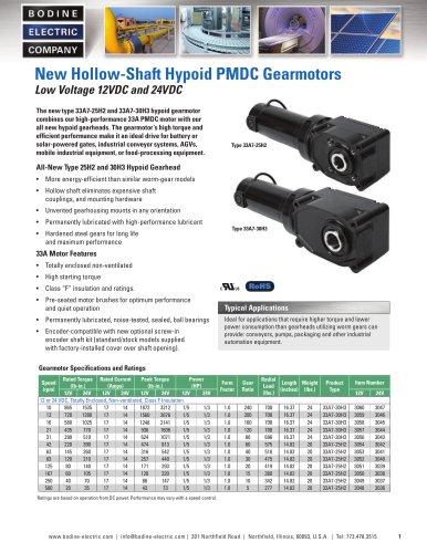 New Hollow-Shaft Hypoid PMDC Gearmotors