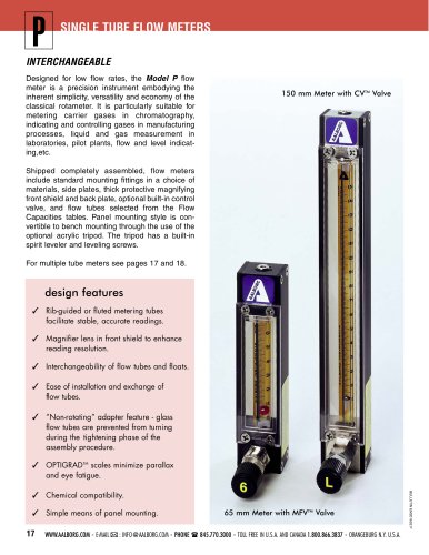 SINGLE TUBE FLOW METERS