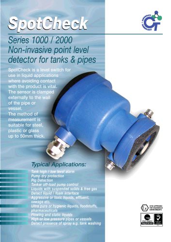 SpotCheck 1000/2000: Non-invasive point level detector for tanks & pipes.
