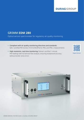 GRIMM EDM 280 - QAL1 certified PM10 & PM 2.5 optical monitor for air quality monitoring