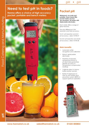 Pocket pHep4 Water Resistant pH Tester [HI-98127]