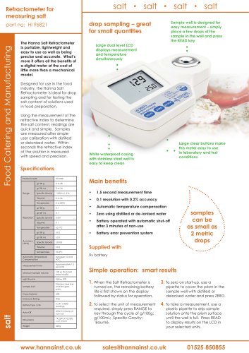 Refractometer for Food Industry Salt Measurements